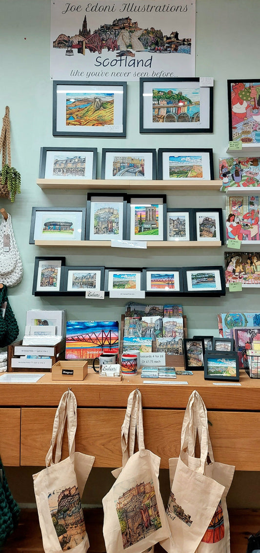 Where to Find Joe Edoni’s Artworks in Physical Stores Across Scotland